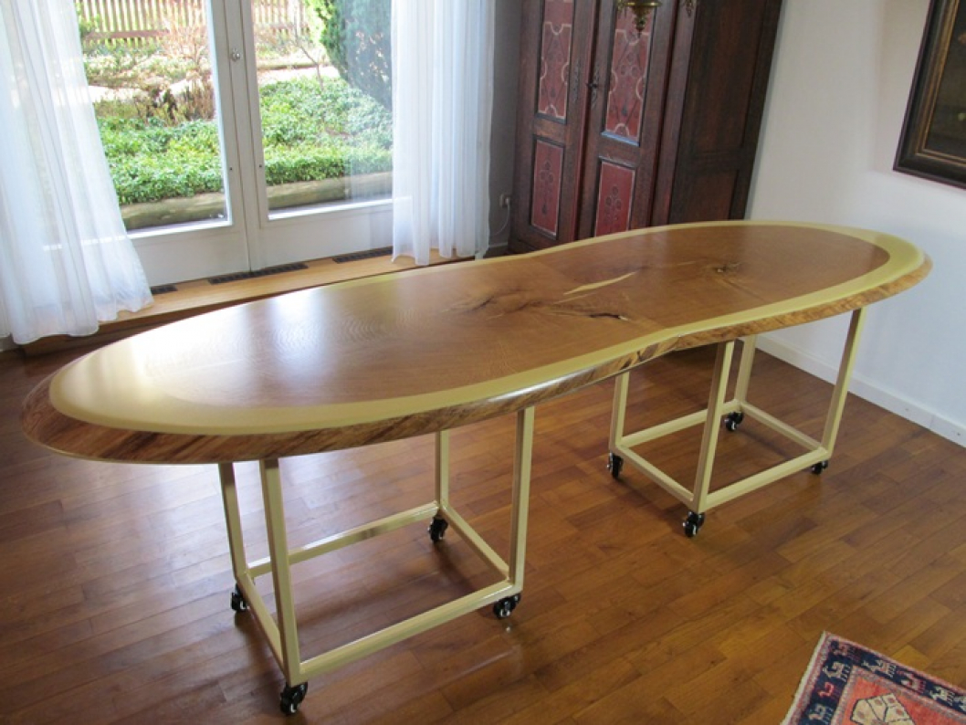 Oak tree slice dining table, 2 pieces
