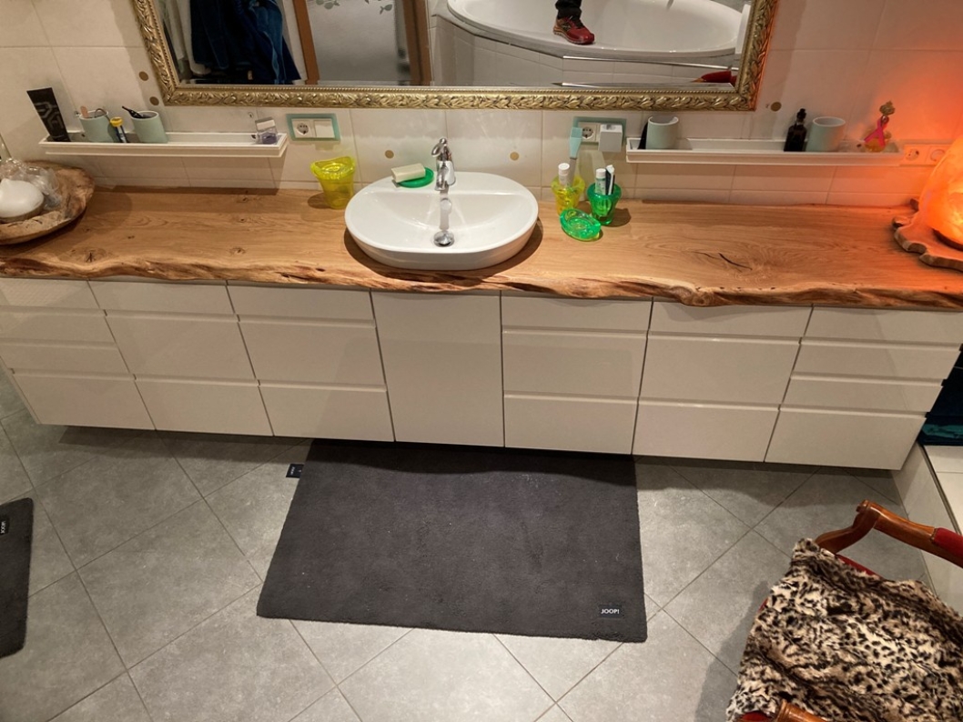 Waschtischplatte Eiche (Kundenfoto)