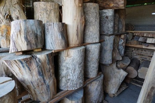several log sections in stock