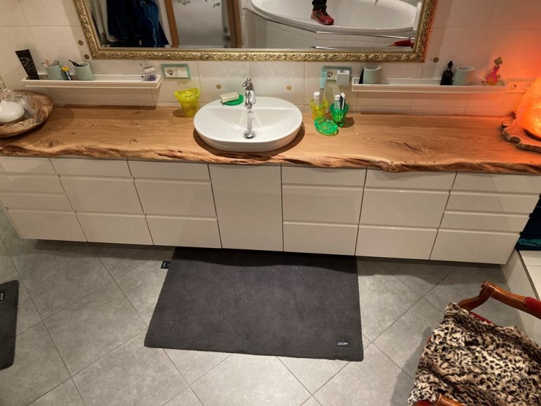 Waschtischplatte Eiche (Kundenfoto)